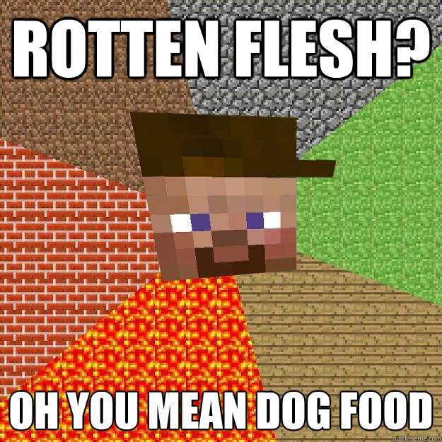 rotten flesh? oh you mean dog food  Scumbag minecraft