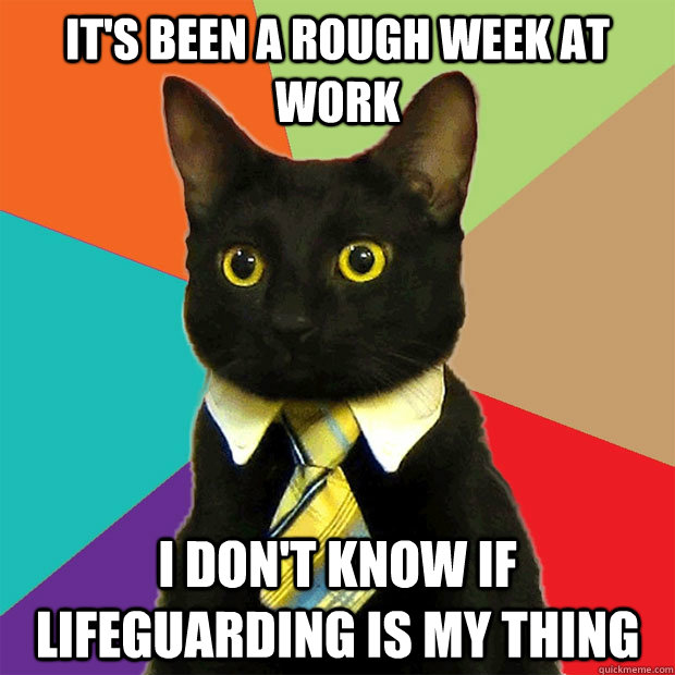 It's been a rough week at work i don't know if lifeguarding is my thing - It's been a rough week at work i don't know if lifeguarding is my thing  Business Cat