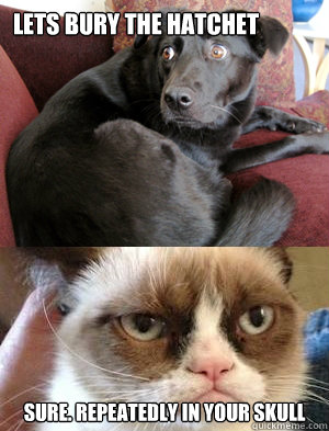 Lets bury the Hatchet Sure. Repeatedly in your skull - Lets bury the Hatchet Sure. Repeatedly in your skull  Grumpy Cat Truce
