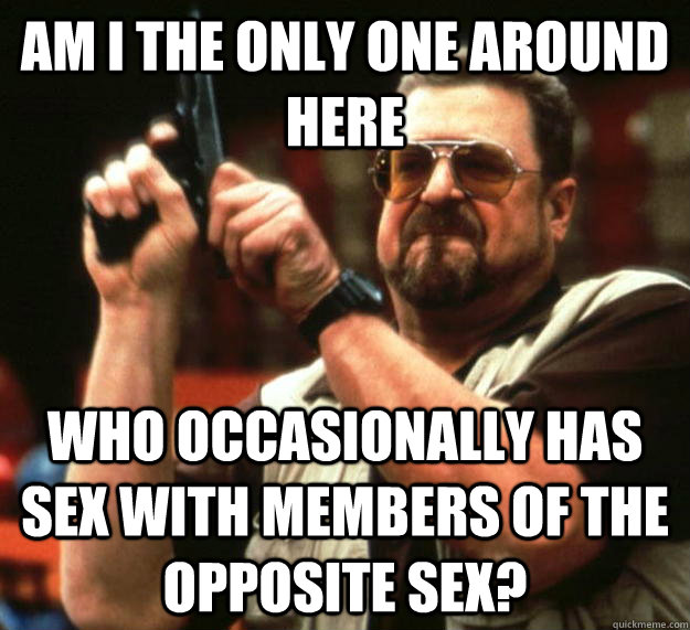 am I the only one around here who occasionally has sex with members of the opposite sex?  Angry Walter