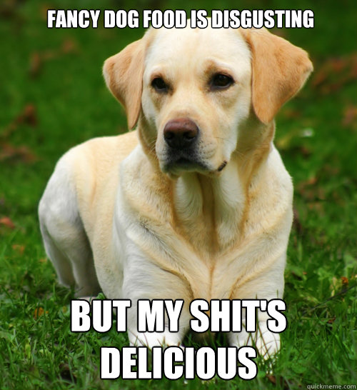 Fancy dog food is disgusting But my shit's delicious - Fancy dog food is disgusting But my shit's delicious  Dog Logic