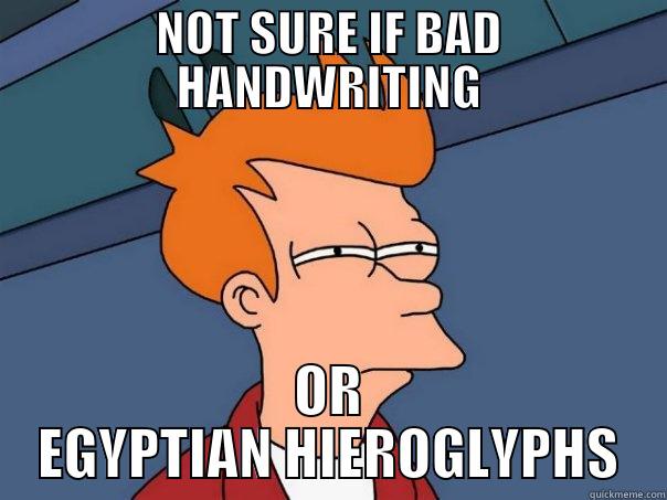 NOT SURE IF BAD HANDWRITING OR EGYPTIAN HIEROGLYPHS Futurama Fry