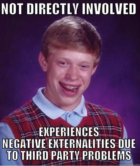 NOT DIRECTLY INVOLVED  EXPERIENCES NEGATIVE EXTERNALITIES DUE TO THIRD PARTY PROBLEMS Bad Luck Brian