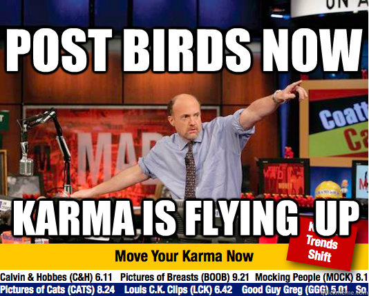 post birds now karma is flying  up  Mad Karma with Jim Cramer