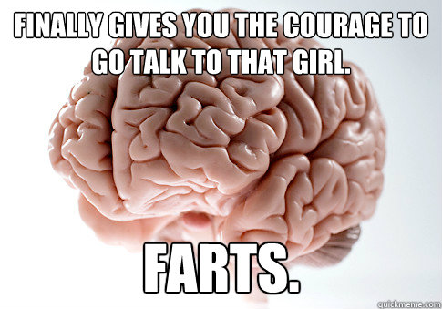 Finally gives you the courage to go talk to that girl. FARTS.  Scumbag Brain