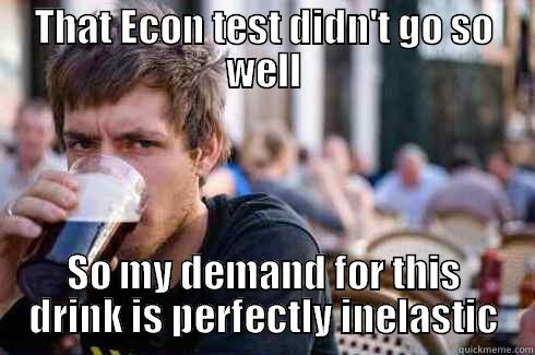THAT ECON TEST DIDN'T GO SO WELL SO MY DEMAND FOR THIS DRINK IS PERFECTLY INELASTIC Lazy College Senior