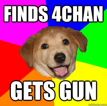 finds 4chan gets gun  Advice Dog