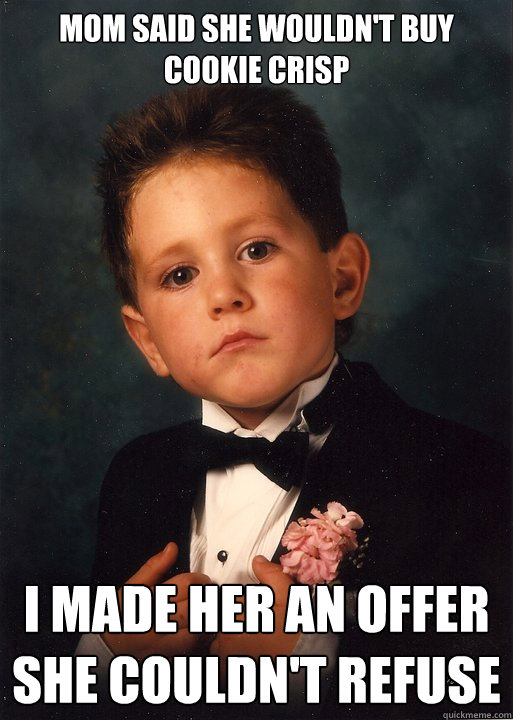 mom said she wouldn't buy cookie crisp  I made her an offer she couldn't refuse   