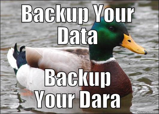 BACKUP YOUR DATA BACKUP YOUR DARA Actual Advice Mallard