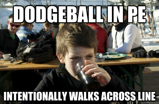 Dodgeball in PE intentionally walks across line  Lazy Elementary School Kid
