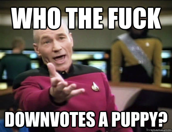 who the fuck downvotes a puppy?  Annoyed Picard HD