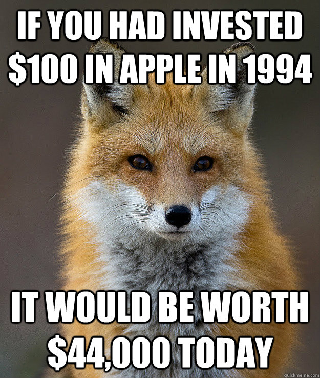 If you had invested $100 in apple in 1994 It would be worth $44,000 today  Fun Fact Fox
