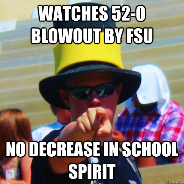 Watches 52-0 blowout by FSU No decrease in school spirit - Watches 52-0 blowout by FSU No decrease in school spirit  Intimidating Sports Fan