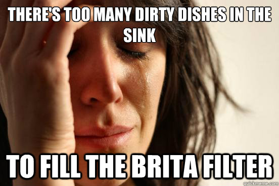 There's too many dirty dishes in the sink to fill the brita filter  First World Problems