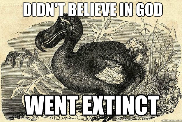 Didn't Believe in god Went extinct - Didn't Believe in god Went extinct  Nieve Dodo