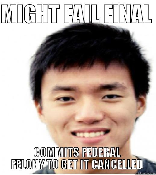 Illogical Ivy League Asian - MIGHT FAIL FINAL  COMMITS FEDERAL FELONY TO GET IT CANCELLED Misc