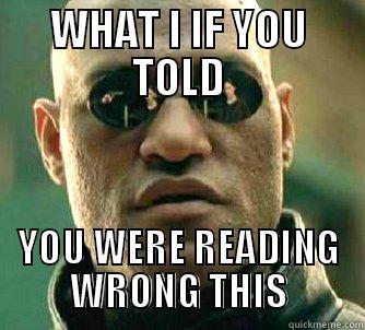WHAT I IF YOU TOLD YOU WERE READING WRONG THIS Matrix Morpheus