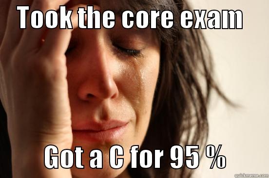    TOOK THE CORE EXAM               GOT A C FOR 95 %        First World Problems