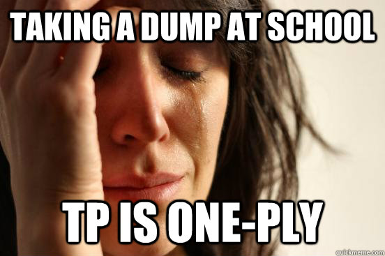 Taking a dump at school TP is one-ply  First World Problems