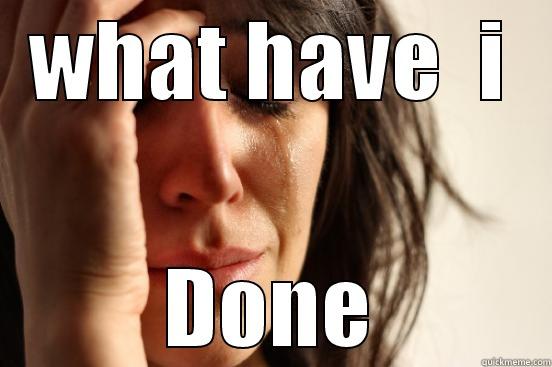 WHAT HAVE  I DONE First World Problems