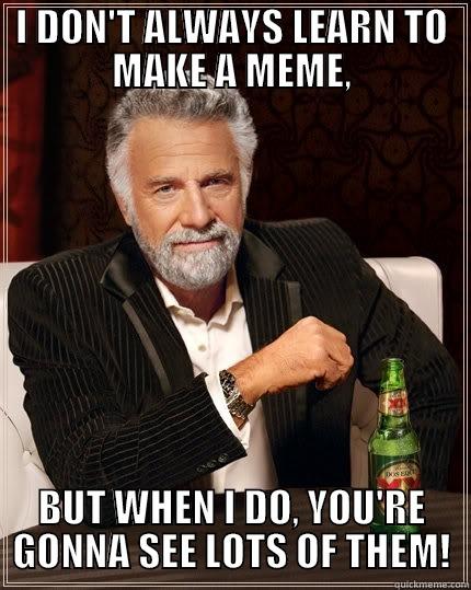 I DON'T ALWAYS LEARN TO MAKE A MEME, BUT WHEN I DO, YOU'RE GONNA SEE LOTS OF THEM! The Most Interesting Man In The World