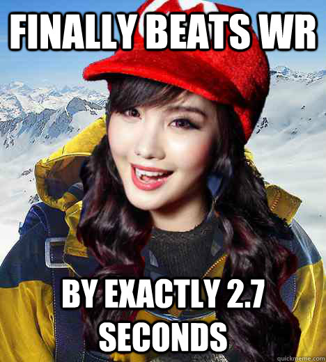 Finally beats WR By exactly 2.7 seconds  