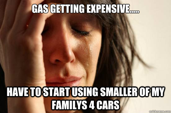 Gas getting expensive..... Have to start using smaller of my familys 4 cars  First World Problems