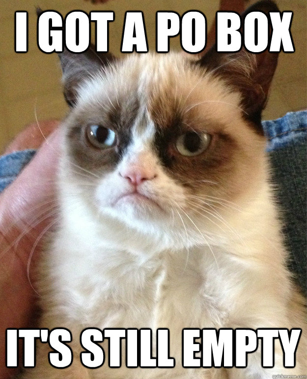 i got a po box it's still empty  Grumpy Cat