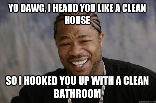 YO DAWG, I HEARD You like a clean house So I hooked you up with a clean bathroom  Xzibit meme