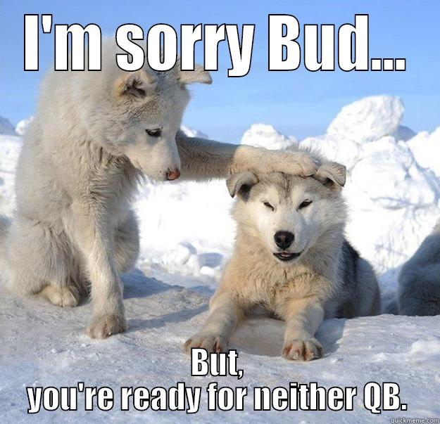 I'm sorry Bud... - I'M SORRY BUD... BUT, YOU'RE READY FOR NEITHER QB. Caring Husky