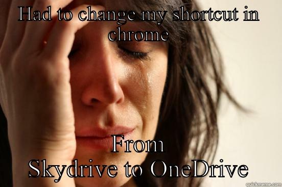 HAD TO CHANGE MY SHORTCUT IN CHROME FROM SKYDRIVE TO ONEDRIVE First World Problems