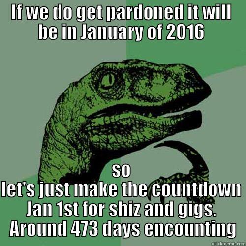 IF WE DO GET PARDONED IT WILL BE IN JANUARY OF 2016 SO LET'S JUST MAKE THE COUNTDOWN JAN 1ST FOR SHIZ AND GIGS.  AROUND 473 DAYS ENCOUNTING Philosoraptor