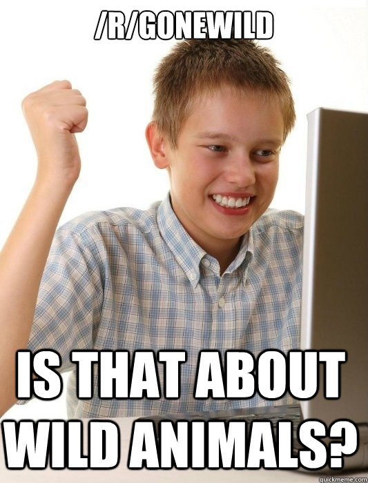 /r/gonewild Is that about wild animals?  First Day on the Internet Kid