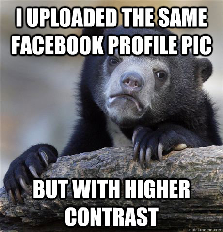 I uploaded the same Facebook profile pic but with higher contrast   Confession Bear