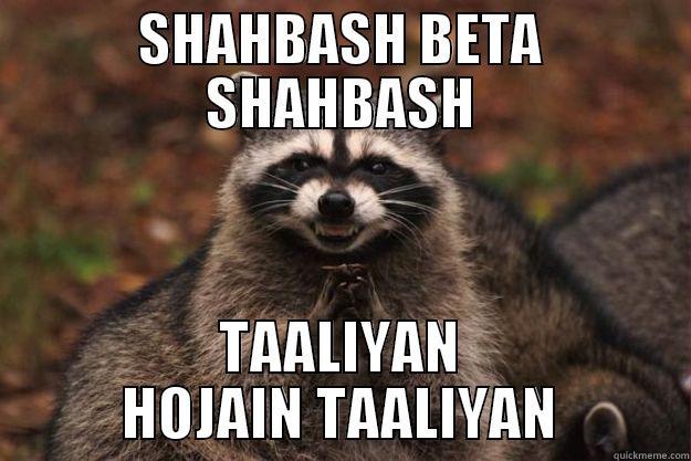 SHAHBASH BETA SHAHBASH TAALIYAN HOJAIN TAALIYAN Evil Plotting Raccoon