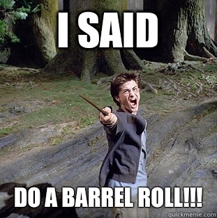 I said DO A BARREL ROLL!!!  Pissed off Harry