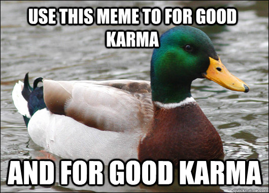 Use this meme to for good karma and for good karma - Use this meme to for good karma and for good karma  Actual Advice Mallard