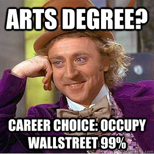 ARTS DEGREE? CAREER CHOICE: OCCUPY WALLSTREET 99%  Creepy Wonka