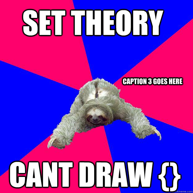 set theory cant draw {} Caption 3 goes here  Math Major Sloth
