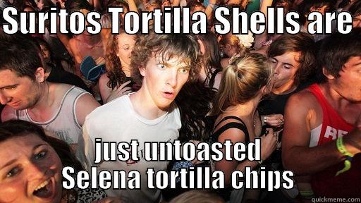 SURITOS TORTILLA SHELLS ARE  JUST UNTOASTED SELENA TORTILLA CHIPS Sudden Clarity Clarence