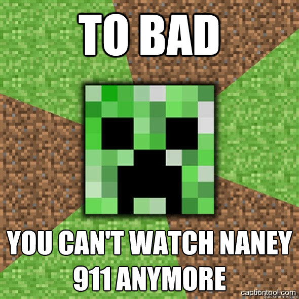 to bad you can't watch naney 911 anymore  Minecraft Creeper