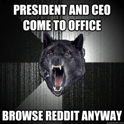 President and ceo come to office browse reddit anyway  Insanity Wolf