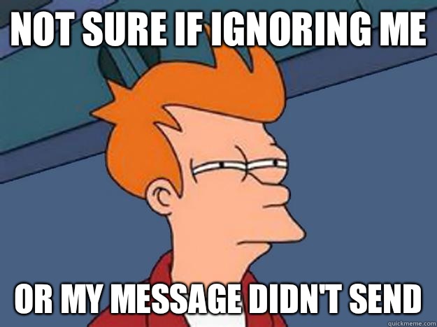 Not Sure if ignoring me or my message didn't send  - Not Sure if ignoring me or my message didn't send   Unsure Fry