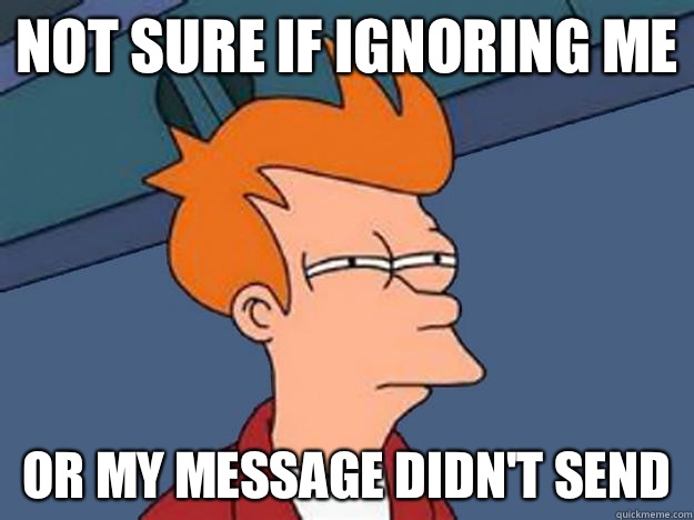 Not Sure if ignoring me or my message didn't send   Unsure Fry