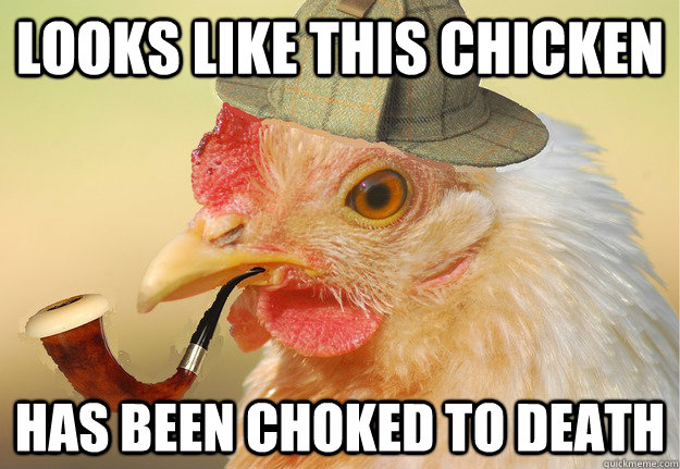 Looks like this chicken has been choked to death - Looks like this chicken has been choked to death  Chicken Detective