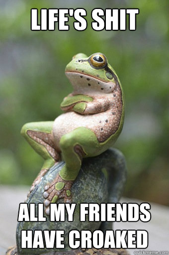 life's shit all my friends have croaked - life's shit all my friends have croaked  Unimpressed Frog