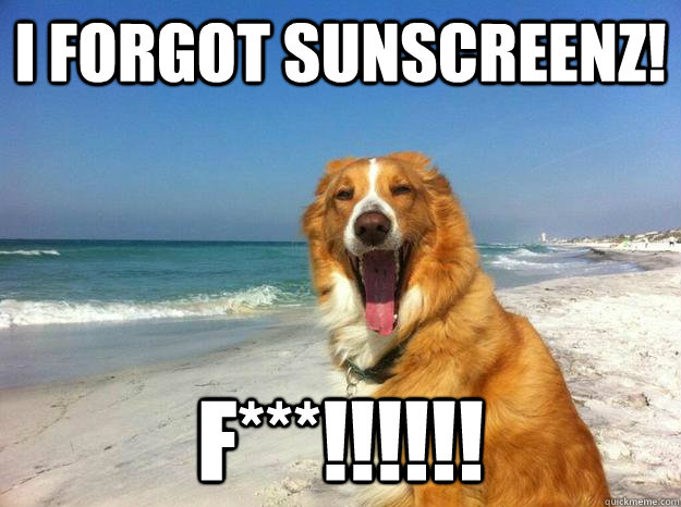 I FORGOT SUNSCREENZ! F***!!!!!!  