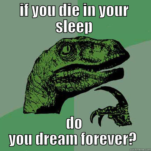 IF YOU DIE IN YOUR SLEEP DO YOU DREAM FOREVER?  Philosoraptor