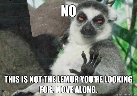 No This is not the Lemur you're looking for. Move along. - No This is not the Lemur you're looking for. Move along.  Too High Lemur