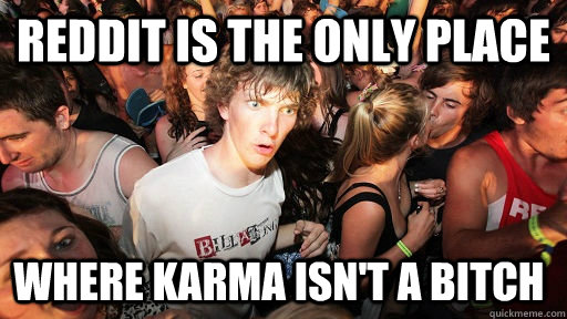 Reddit is the only place where karma isn't a bitch  Sudden Clarity Clarence